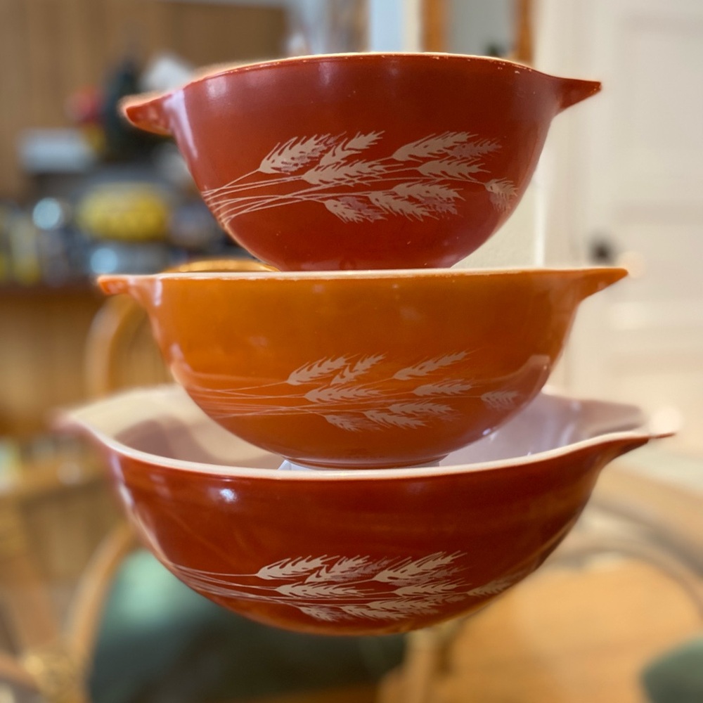 Orange Cinderella Pyrex Corningware bowl set